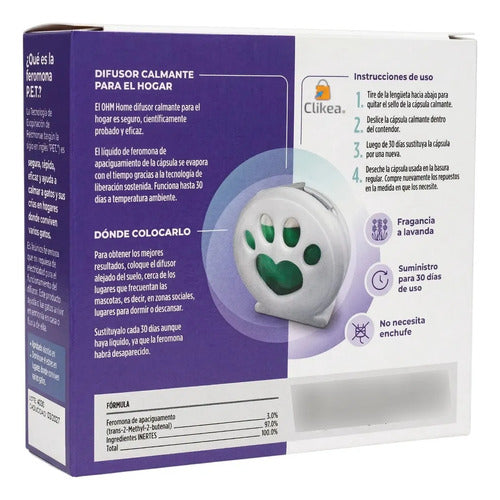 Ohm Home Difusor Calmante Para Gatos Capsula 30 Dias