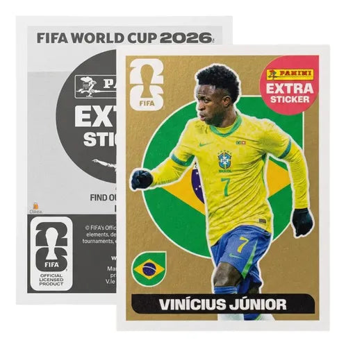 Extra Stickers Originales Panini Mundial 2026 A Elegir Vinicius Junior Oro 2026