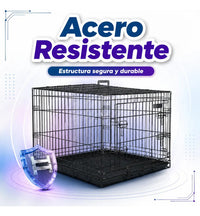 Jaula Metálica Plegable Fancy Pets Para Perro 1 M 42 In 2 Puertas Para Perros De 33 A 41 Kg Base Metálica Removible, Bandeja Plástica Extraíble Y Agarradera