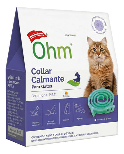 Ohm Collar Calmante Para Gato Holliday Relajante Feromona Azul Claro