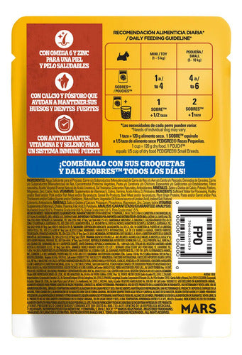 Pedigree - Sobres Para Perro, Raza Pequeña, Sabor Res En Filetes, Con Ingredientes Naturales, Proteínas Y Fibra, 24 Sobres, 100g C/u