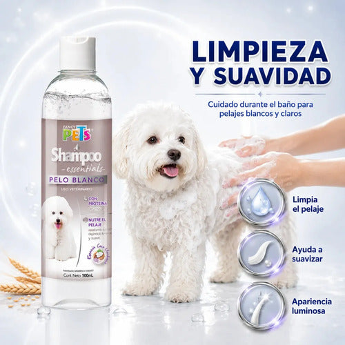 Shampoo Para Perro Essentials Pelo Blanco 500 Ml Mascotas Fragancia Coco