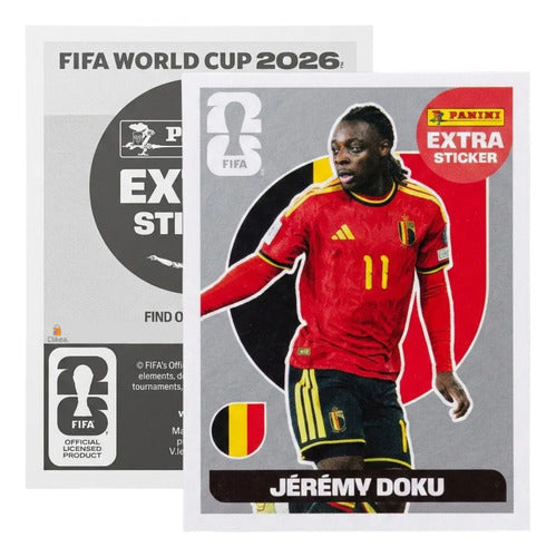 Extra Stickers Originales Panini Mundial 2026 A Elegir Jeremy Doku Plata 2026