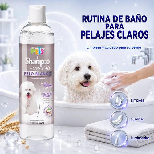 Shampoo Para Perro Essentials Pelo Blanco 500 Ml Mascotas Fragancia Coco