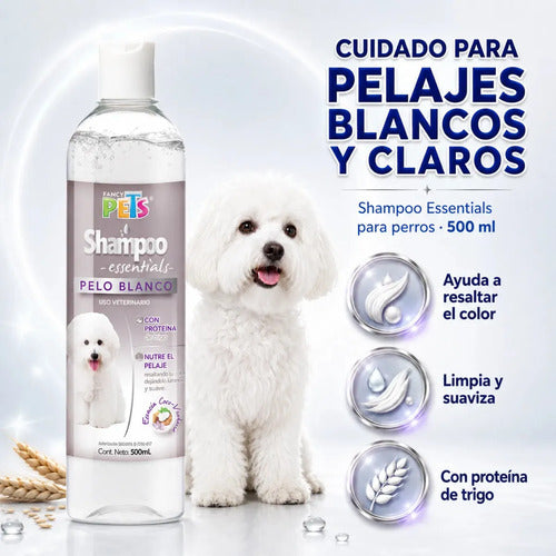 Shampoo Para Perro Essentials Pelo Blanco 500 Ml Mascotas Fragancia Coco