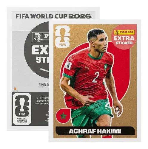 Extra Stickers Originales Panini Mundial 2026 A Elegir Achraf Hakimi Oro 2026