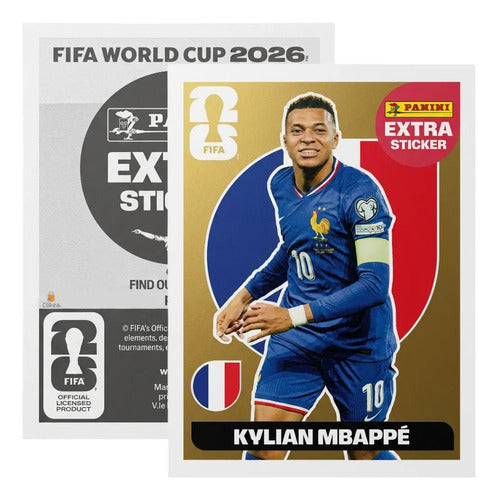 Extra Stickers Originales Panini Mundial 2026 A Elegir Kylian Mbappé Oro 2026