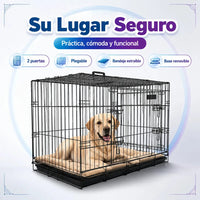 Jaula Metálica Plegable Fancy Pets Para Perro 1 M 42 In 2 Puertas Para Perros De 33 A 41 Kg Base Metálica Removible, Bandeja Plástica Extraíble Y Agarradera