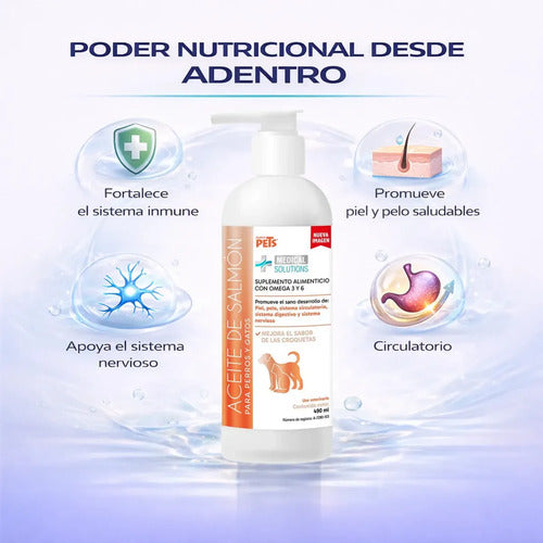 Aceite De Salmón Omega 3 Y 6 Para Perros Y Gatos 490 Ml
