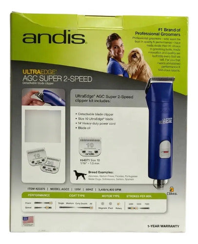 Andis Agc Super 2 Speed Esquiladora Para Mascotas Azul