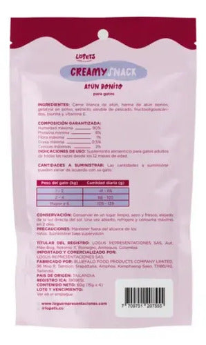 Lopets Creamy Snack Atun Para Gatos 60 Gr