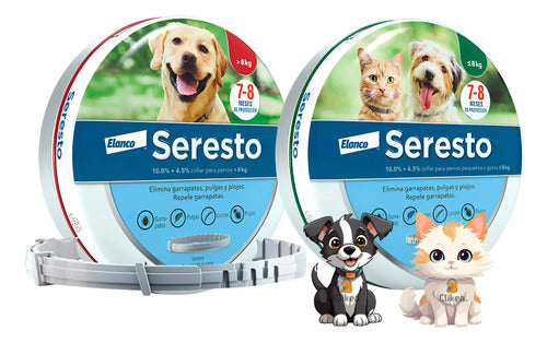 Collar Seresto Tamaño A Elegir Perros Gatos Repelente Elanco · Gris · Liso · -8KG MENOR