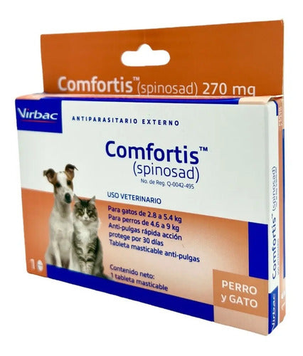 Comfortis 270 Mg 1 Tableta Antipulgas Perro Gato 4.6 A 9 Kg