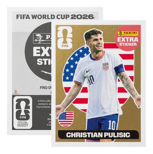 Extra Stickers Originales Panini Mundial 2026 A Elegir Christian Pulisic Oro 2026