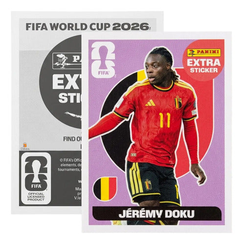 Extra Stickers Originales Panini Mundial 2026 A Elegir Jeremy Doku Morado 2026