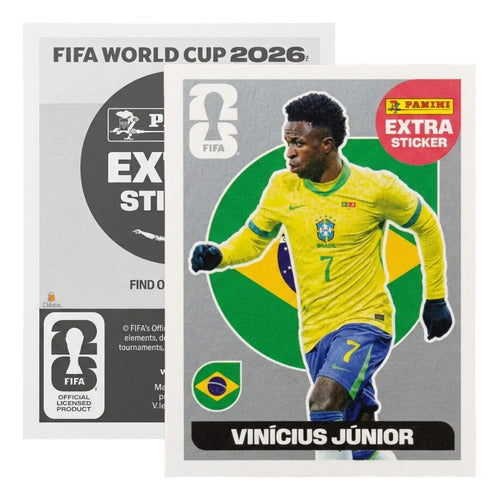 Extra Stickers Originales Panini Mundial 2026 A Elegir Vinicius Junior Plata 2026