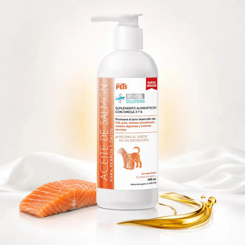 Aceite De Salmón Omega 3 Y 6 Para Perros Y Gatos 490 Ml