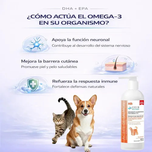 Aceite De Salmón Omega 3 Y 6 Para Perros Y Gatos 490 Ml