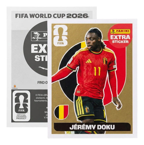 Extra Stickers Originales Panini Mundial 2026 A Elegir Jeremy Doku Oro 2026