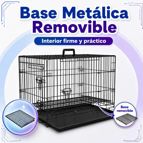 Jaula Metálica Plegable Fancy Pets Para Perro 1 M 42 In 2 Puertas Para Perros De 33 A 41 Kg Base Metálica Removible, Bandeja Plástica Extraíble Y Agarradera