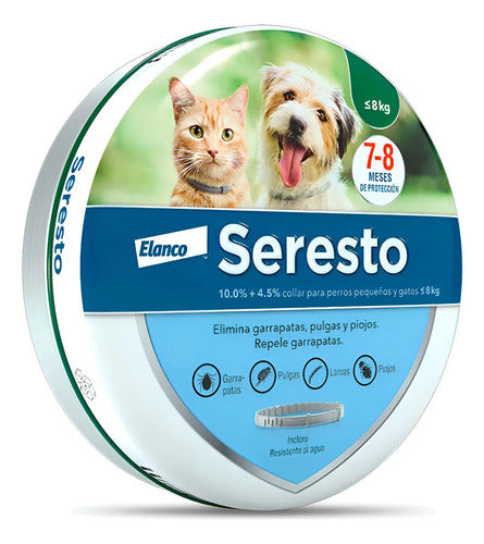 Collar Seresto Tamaño A Elegir Perros Gatos Repelente Elanco · Gris · Liso · -8KG MENOR
