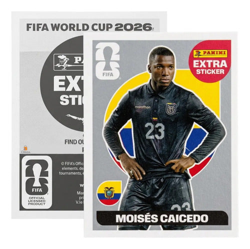 Extra Stickers Originales Panini Mundial 2026 A Elegir Moisés Caicedo Plata 2026