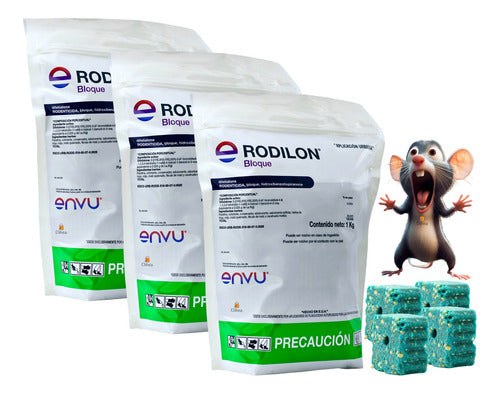 3 Bolsa 1kg Envu Rodilon Bloque Repelente Ratas Ratones