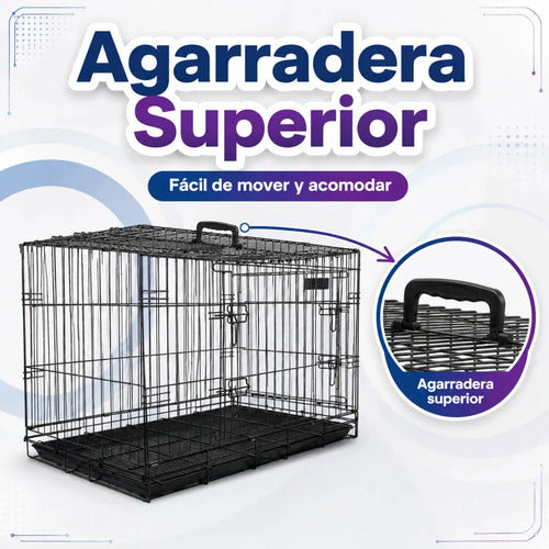 Jaula Metálica Plegable Fancy Pets Para Perro 1 M 42 In 2 Puertas Para Perros De 33 A 41 Kg Base Metálica Removible, Bandeja Plástica Extraíble Y Agarradera
