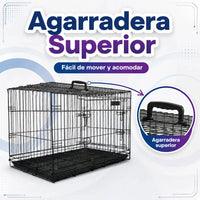 Jaula Metálica Plegable Fancy Pets Para Perro 1 M 42 In 2 Puertas Para Perros De 33 A 41 Kg Base Metálica Removible, Bandeja Plástica Extraíble Y Agarradera