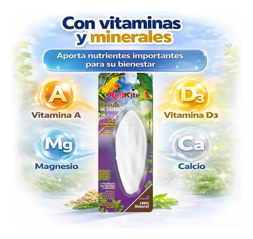Hueso De Jibia Para Aves De Ornato Barra De Calcio 40 Gr Vitamina A D3 Y Magnesio Auxiliar Para Desgaste Natural De Pico Y Garras Ideal En Postura Y Muda De Pluma