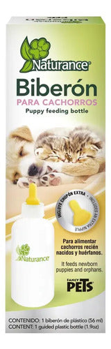 Biberón Perros Y Gatos Cachorros Naturance 56 Ml + Repuesto Blanco