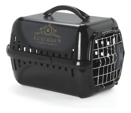 Transportadora D Viaje Con Seguro Trendy Luxurious Pet Negra Negro