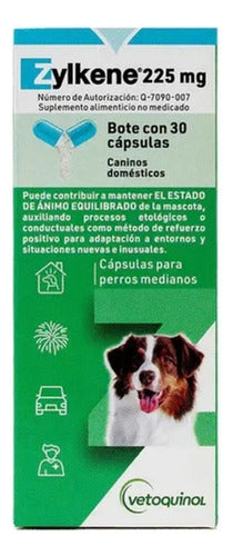 Zylkene 225 Mg 30 Caps Vetoquinol Relajante Estrés Perros