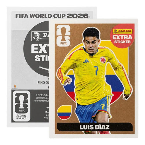 Extra Stickers Originales Panini Mundial 2026 A Elegir Luis Diaz Bronce 2026