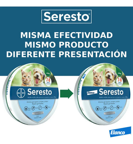 Seresto Collar Antipulgas Y Antigarrapatas Gatos Perros 8kg Gris