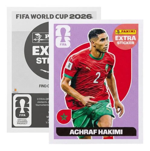 Extra Stickers Originales Panini Mundial 2026 A Elegir Achraf Hakimi Morado 2026