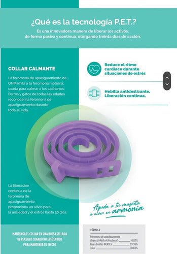 Ohm Collar Calmante Para Gato Holliday Relajante Feromona Azul Claro