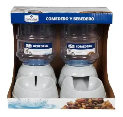 Bebedero Y Comedero Dispensador De Alimento Mascotas Perro Blanco