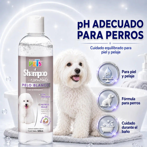 Shampoo Para Perro Essentials Pelo Blanco 500 Ml Mascotas Fragancia Coco