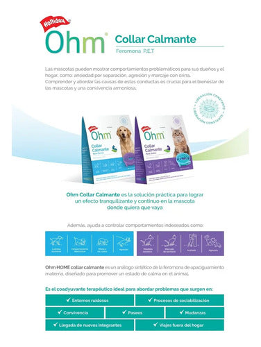 Ohm Collar Calmante Para Gato Holliday Relajante Feromona Azul Claro