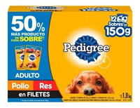 Pedigree Caja Con 12 Sobres Pollo Y Res Adulto De 150g