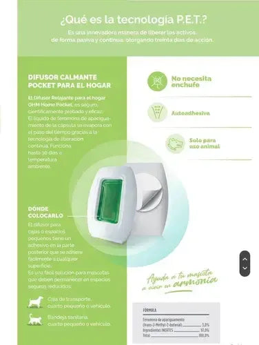 Ohm Home Difusor Pocket Calmante Relajante Para Gato 3 Ml