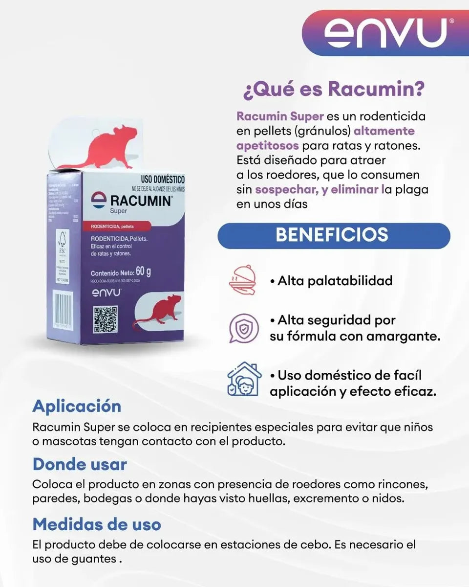 Racumin Super Rodenticida Pellets Ratas Y Ratones 60 G