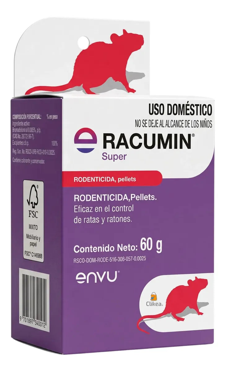 Racumin Super Rodenticida Pellets Ratas Y Ratones 60 G