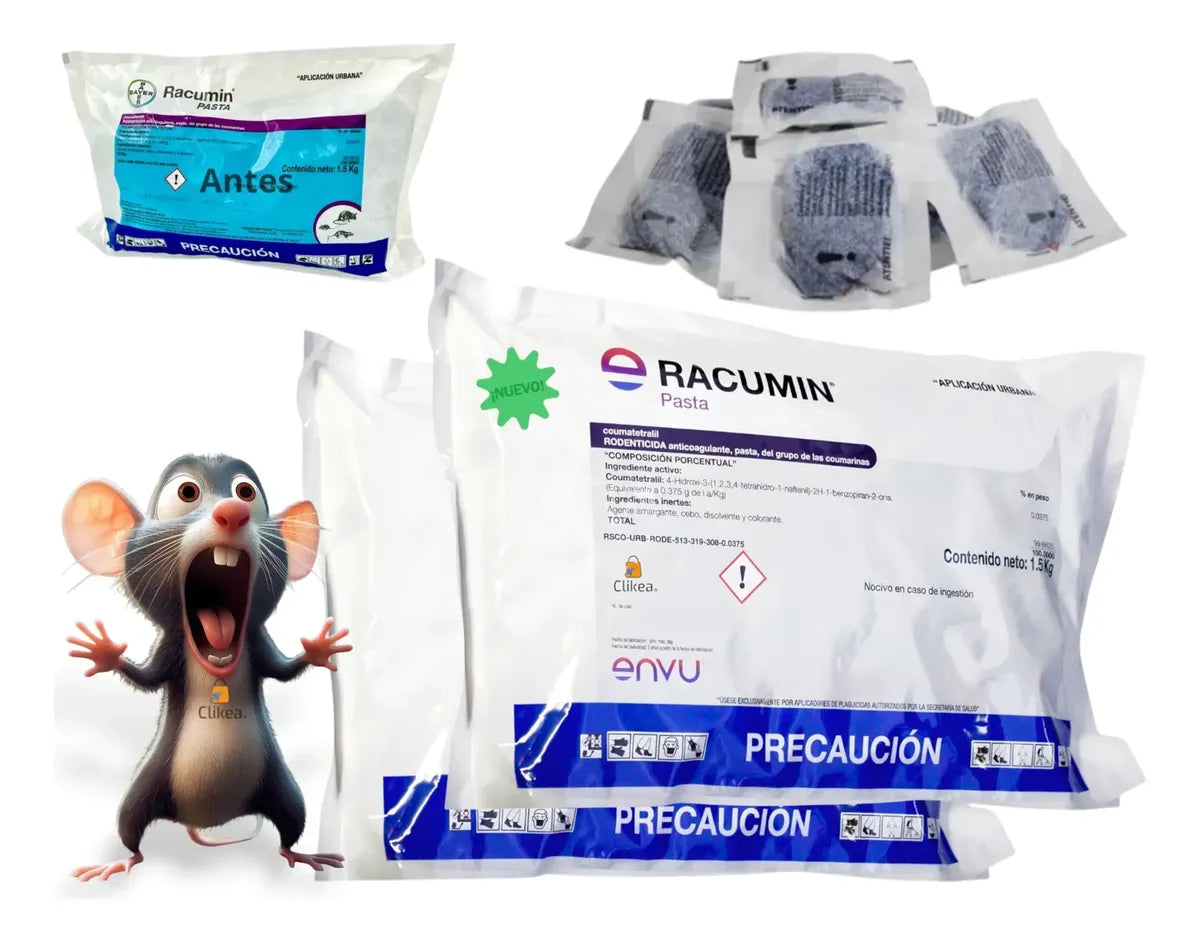 2 X Racumin Pasta 1.5 Kg Ratones Ratas Repele Extermina
