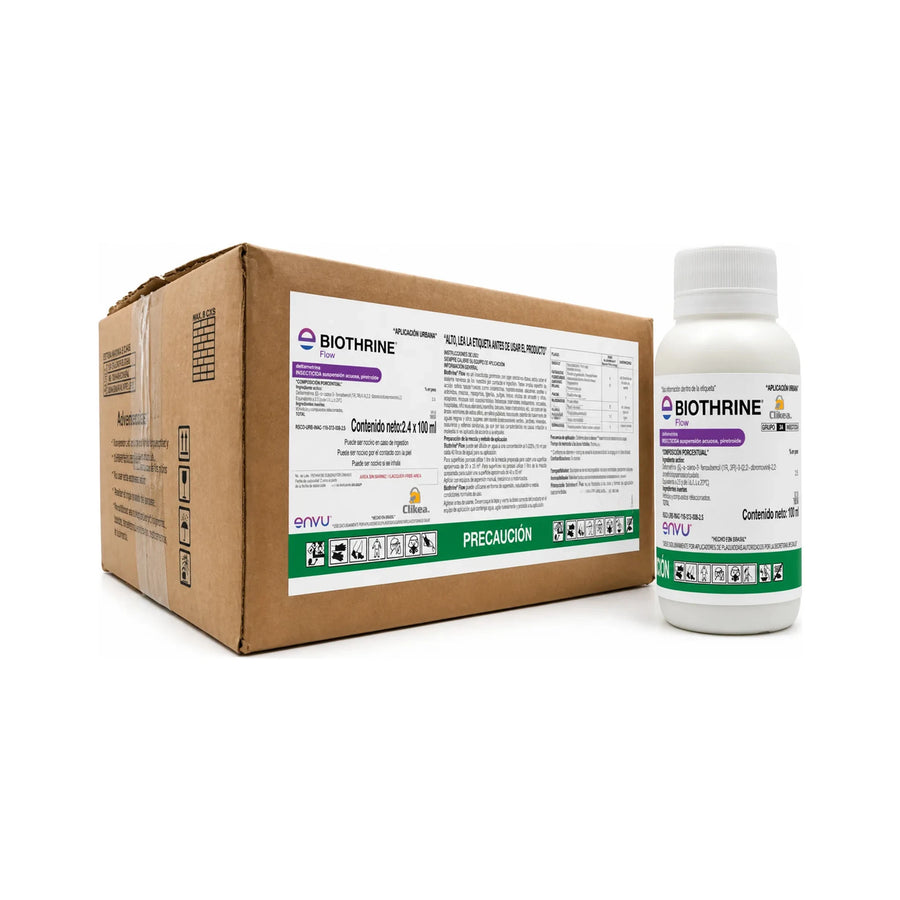 Caja 24 Piezas Biothrine Flow 100 Ml Para Chinches, Mosca — caja y envase auténticos completos