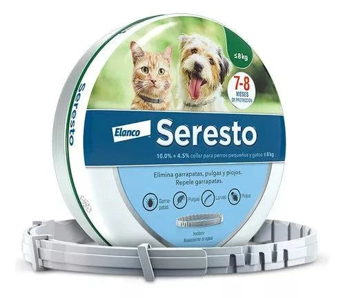 Seresto Elanco Collar Antipulgas para Perros y Gatos Menores de 8 kg