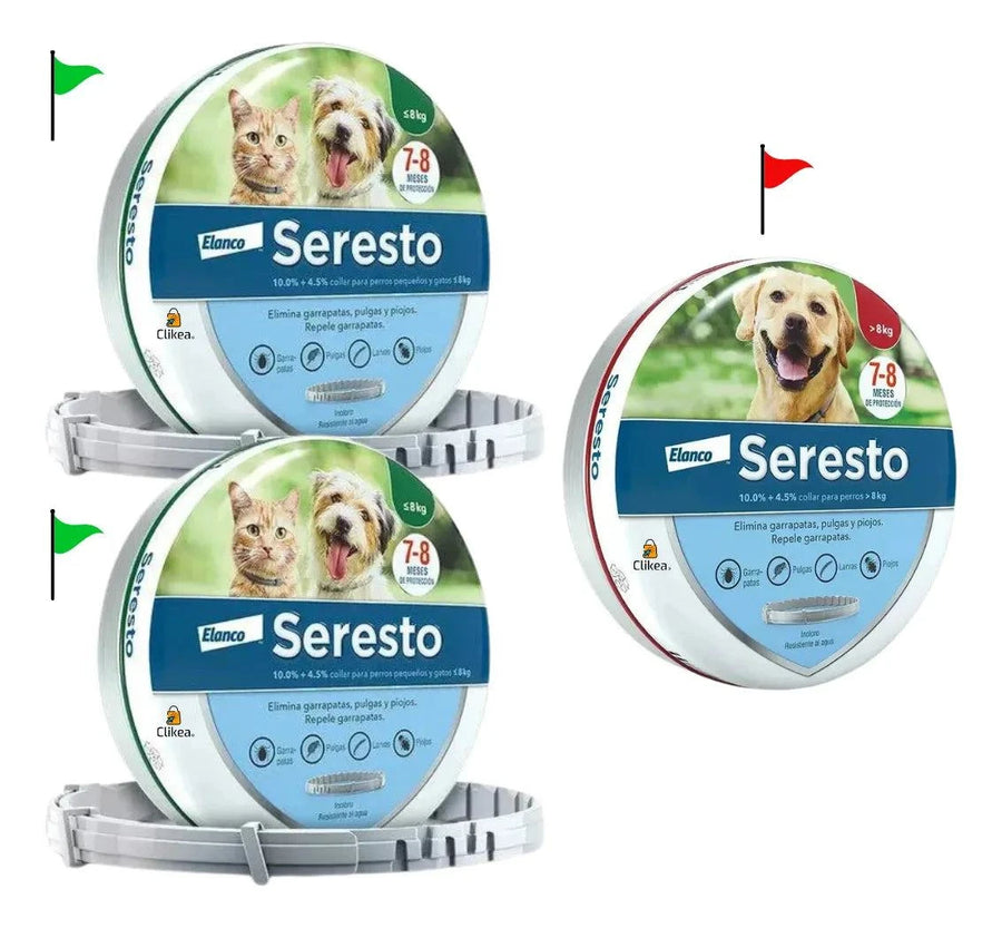 Paquete De 3 Seresto Collar Antipulgas Menores Y Mayor 8 Kg elanco