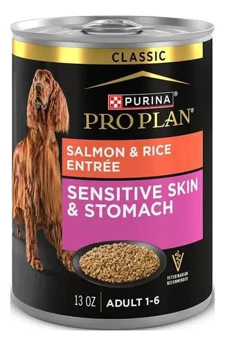 Purina Pro Plan Sensitive Skin & Stomach perro, 12 latas de 368 g
