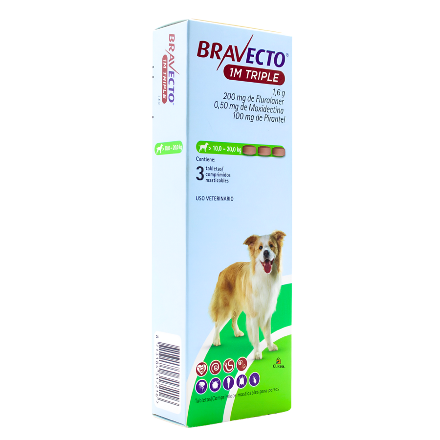 Bravecto 1 M Triple 3 Tabletaa 10-20 Kg